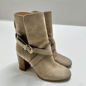 Kate Spade Lexy Suede Stacked Heel Bootie Shoes Size‎ 6 Double Buckle Boots FLAW